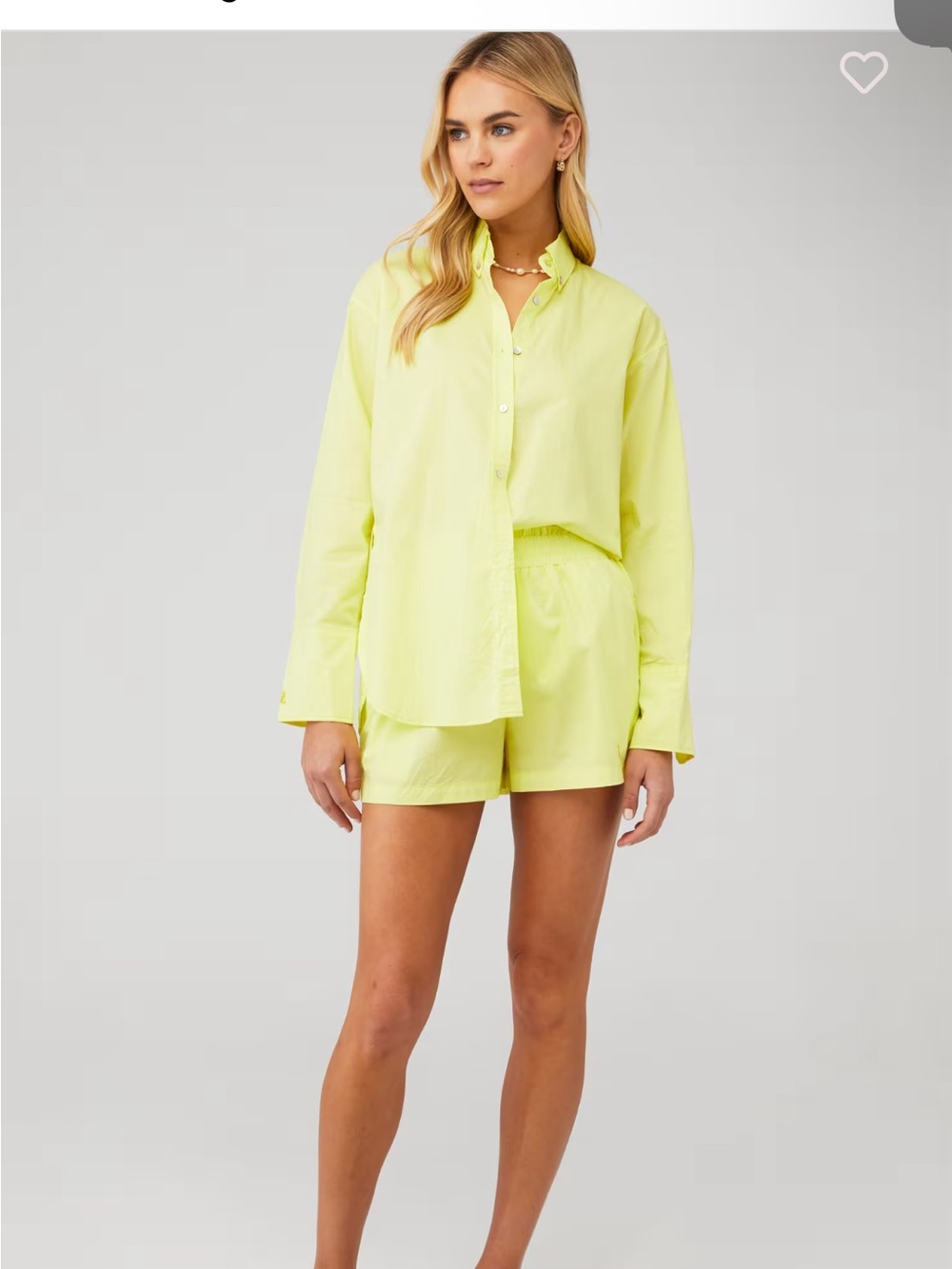 Araminta James Portugal Shirt & Shorts Set Neon Lime XS - Picture 2 of 4